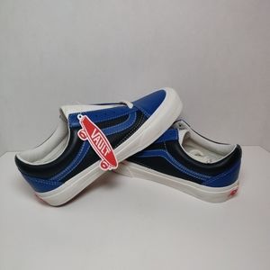Vans Vault Leather Blue Black Old Skool Shoes